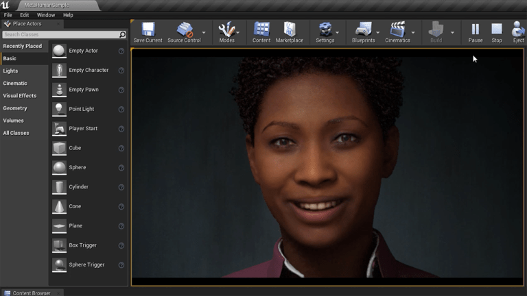 Epic games metahumans in unreal engine.